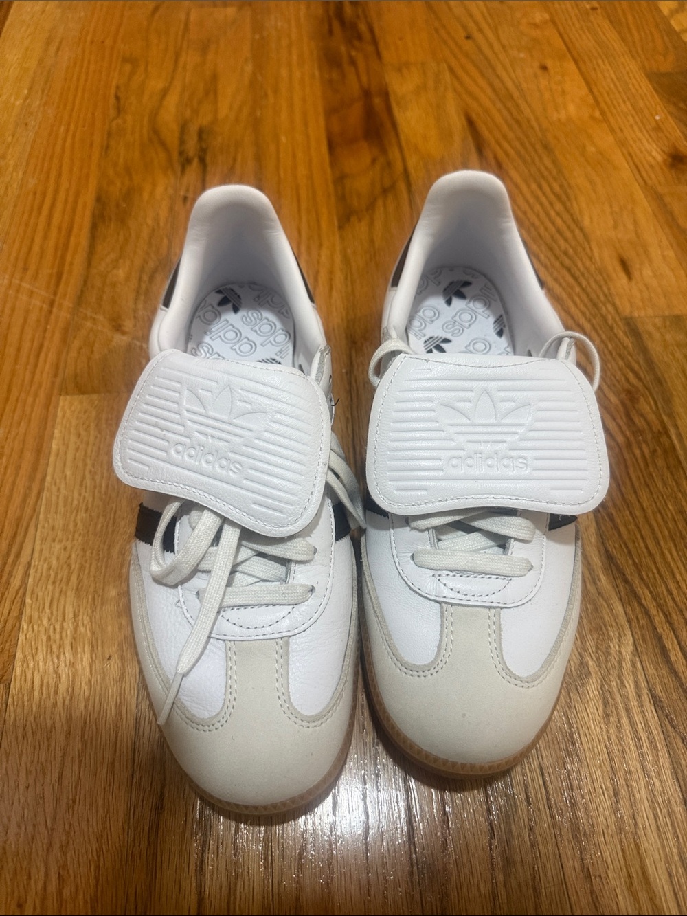 adidas men’s White Samba Sneakers with Classic Tongue Flap